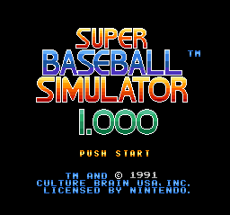 Super Baseball Simulator 1000 Title Screen